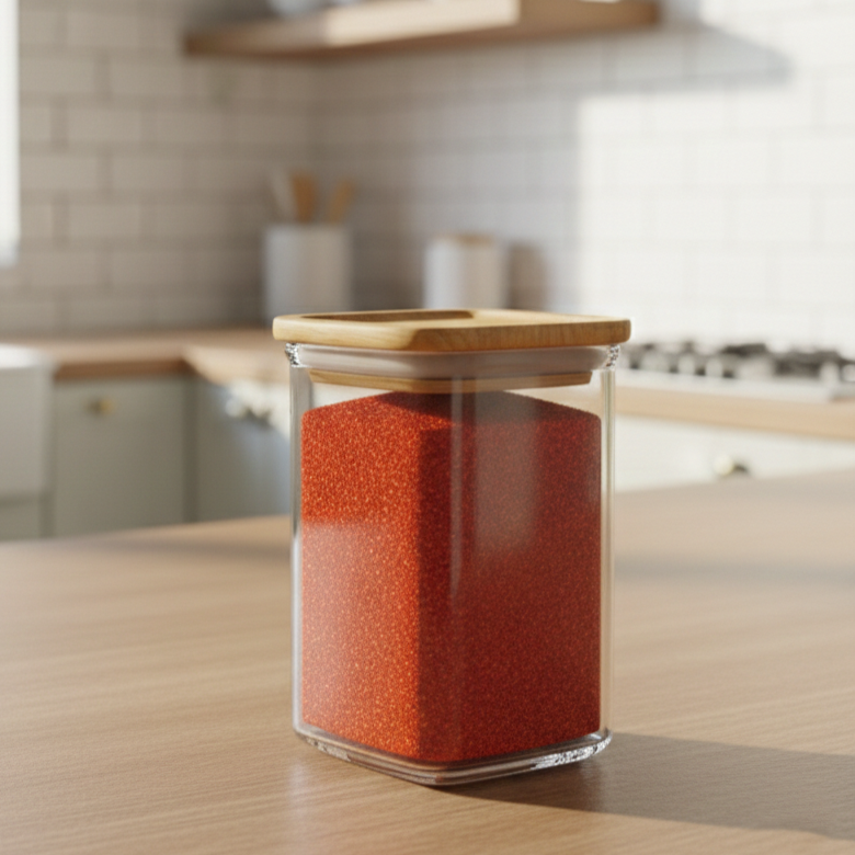 400ml Square Food Storage Jar with Wooden Lid (2198) by Limon