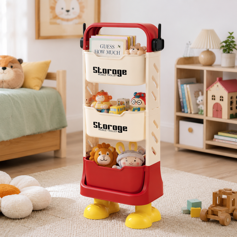 Kids’ 3-Tier Storage Organizer with Cartoon Feet