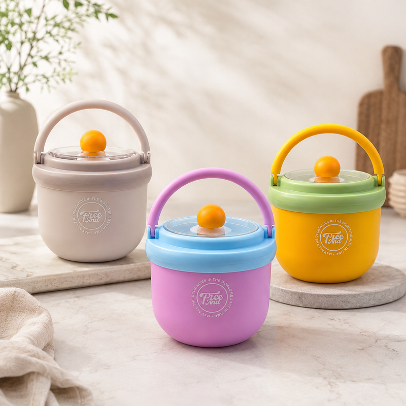 Leakproof 500ml Insulated Food Cup with Handle & Attached Fork