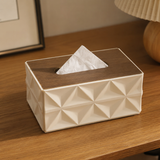 Loose-Fill Geometric Tissue Box with Removable Real Wood Lid