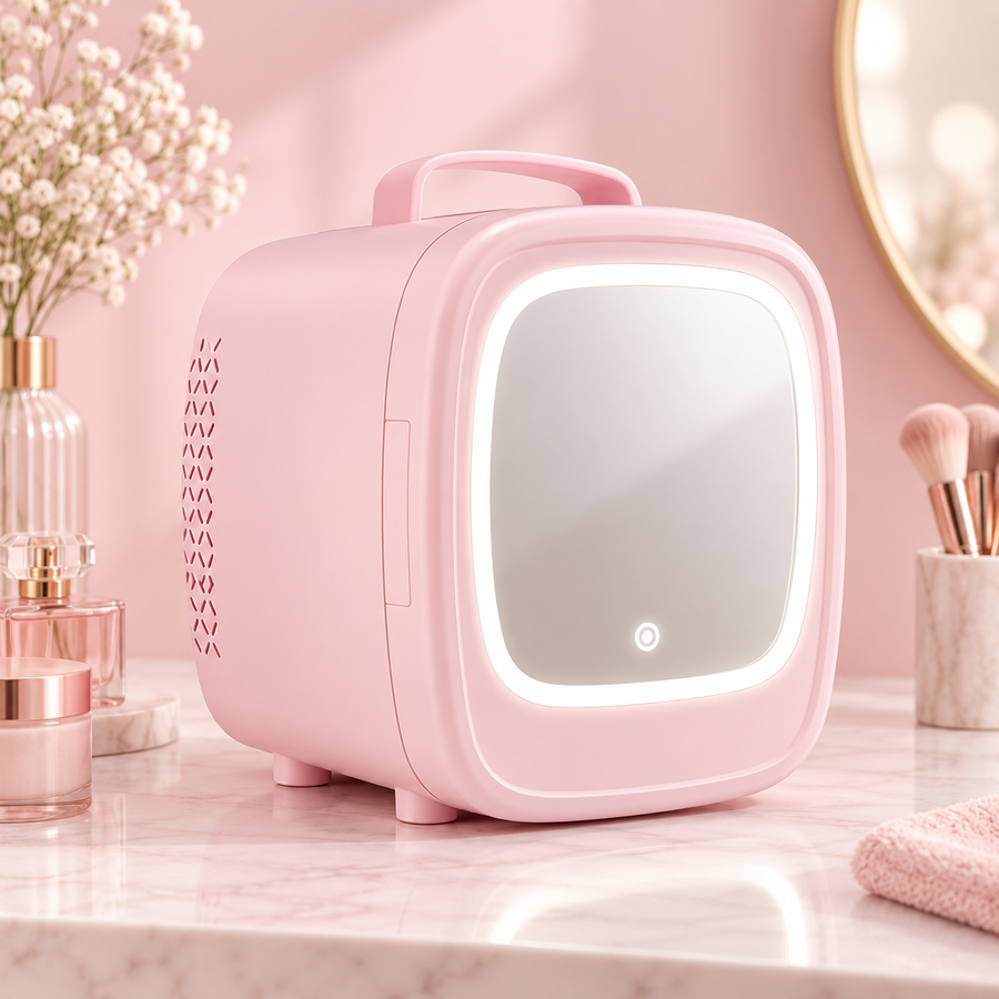 Portable Mini Fridge with LED Mirror
