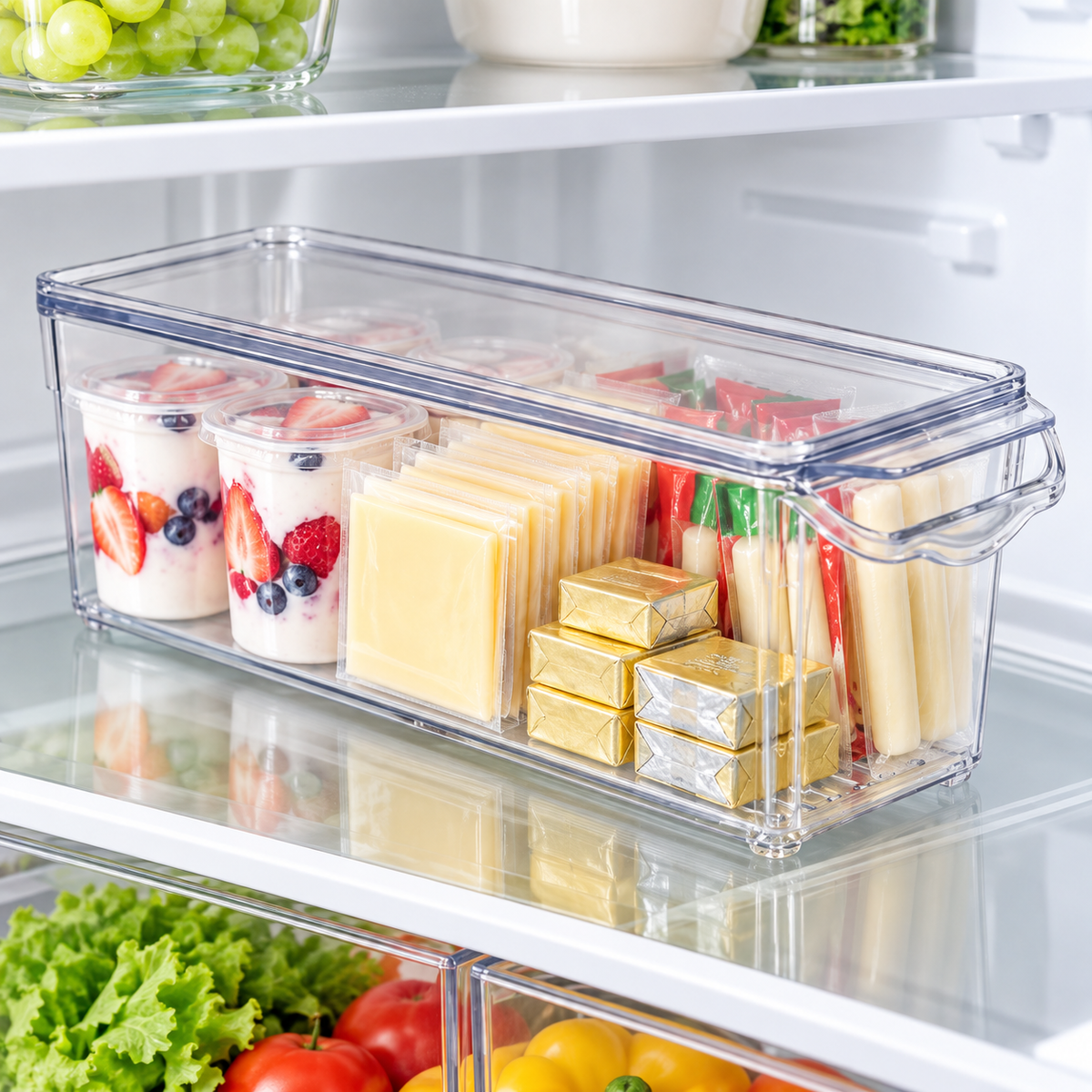 Pull-Handle Refrigerator Organizer with Lid – 30 cm