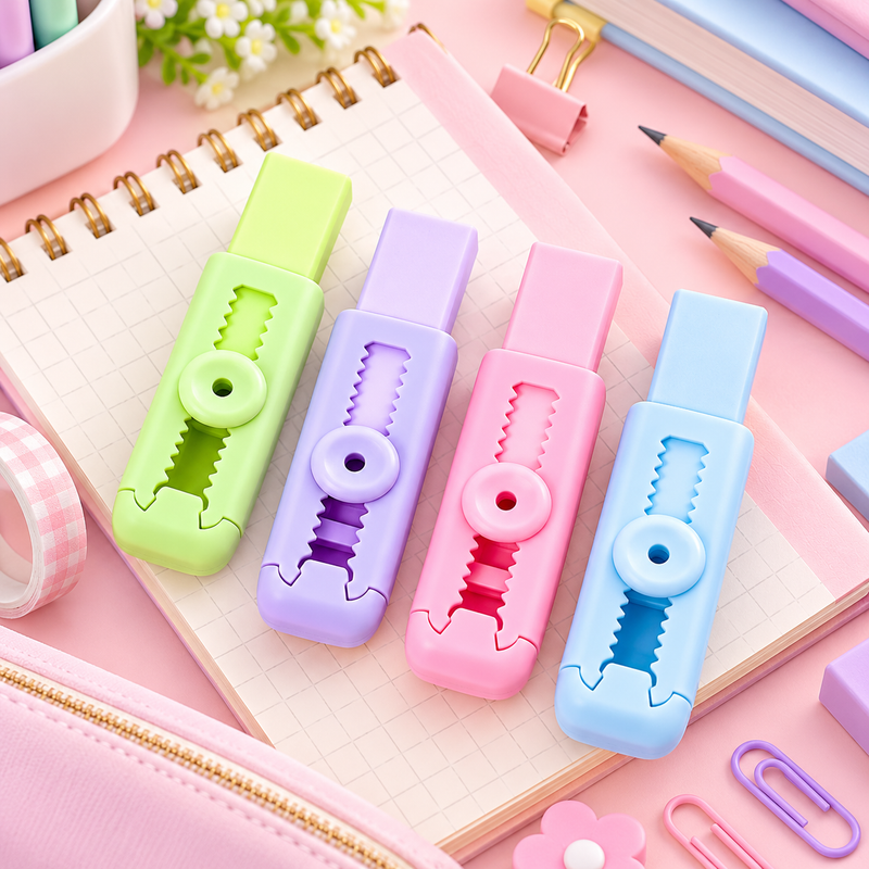 Push-Pull Sliding Pencil Eraser with Retractable Design