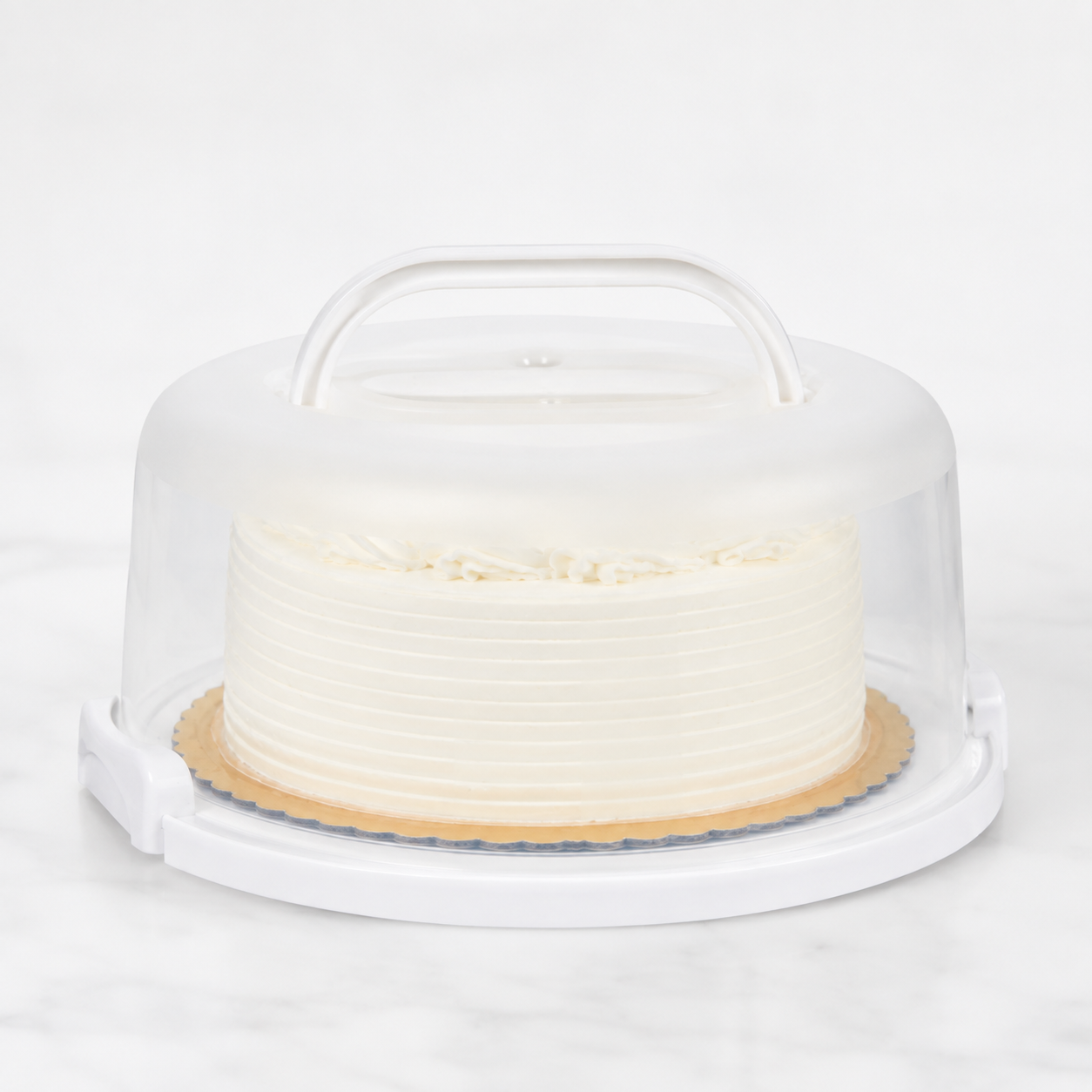 Round Cake Carrier with 2 Side Locks & Carry Handle