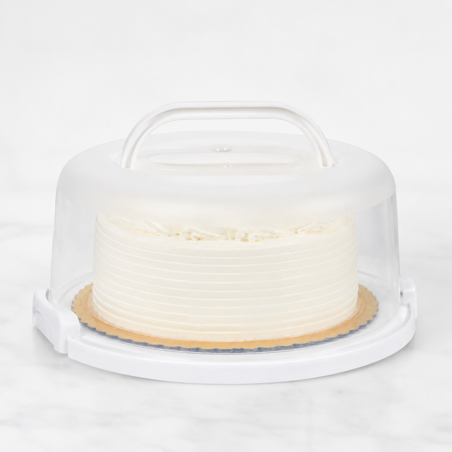 Round Cake Carrier with 2 Side Locks & Carry Handle