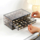 Three Drawer Transparent Acrylic Jewellery Organizer (72 Grid)