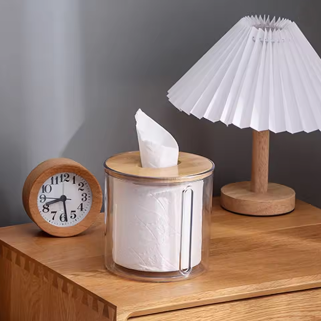 DualDispense Wooden-Lid Tissue Holder