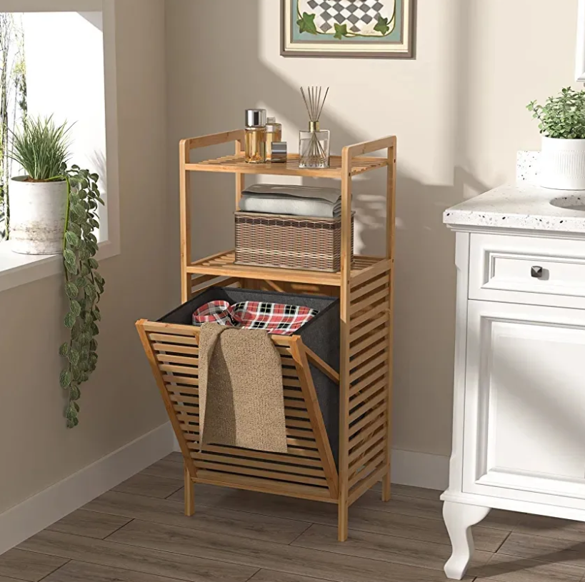 2-Tier BambooStack Laundry Tower