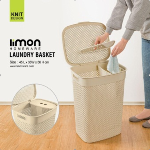 Large Capacity Laundary Basket with Removeable Hanging Small Bucket (2136) by Limon