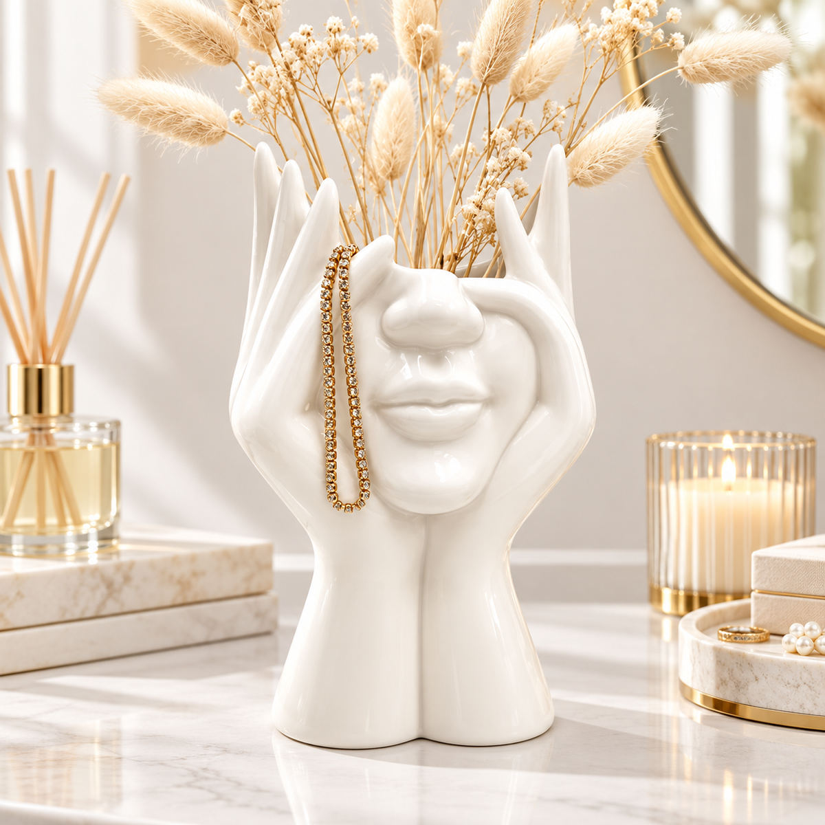 Sculptural Hand & Face Makeup Brush Holder – Random Colour