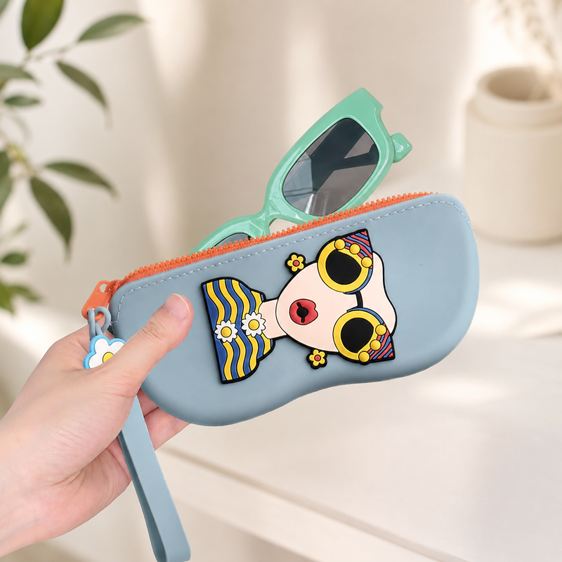 Silicone Glasses Case with Zip Closure & Wrist Strap