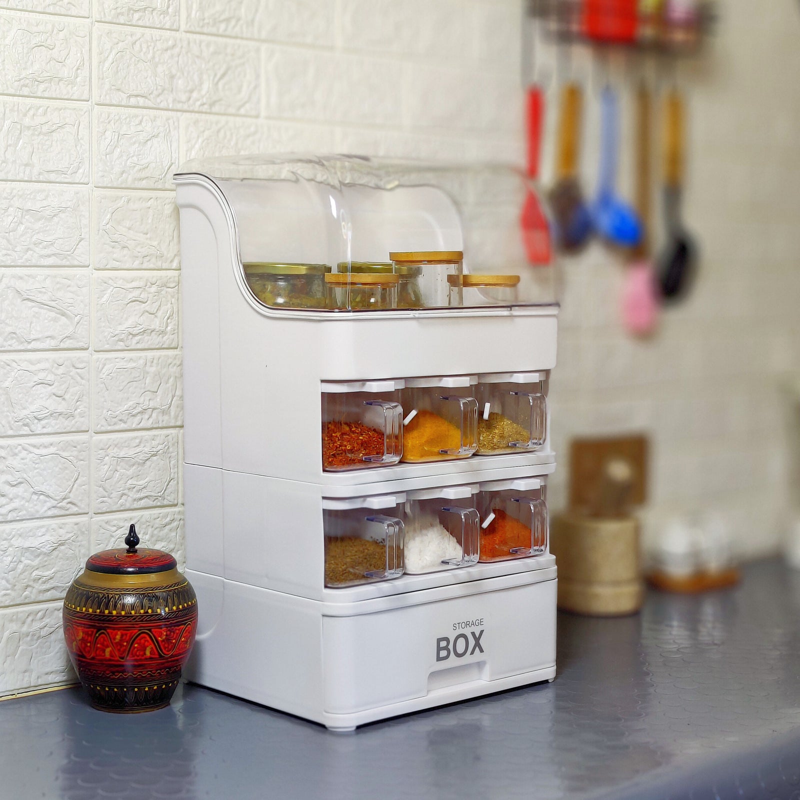 King-sized Household Kitchen Seasoning Box & Storage Rack