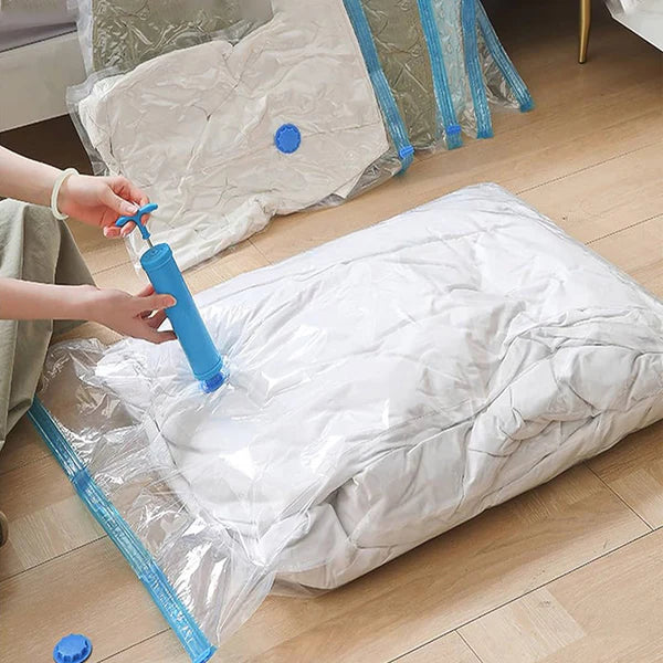 Reusable Vacuum Storage Sealed Bag Set (Pack of 5) with Hand Pump