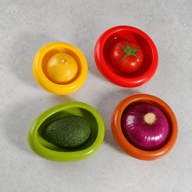 Stretch-Lid Produce Storage Container for Cut Fruit & Vegetables