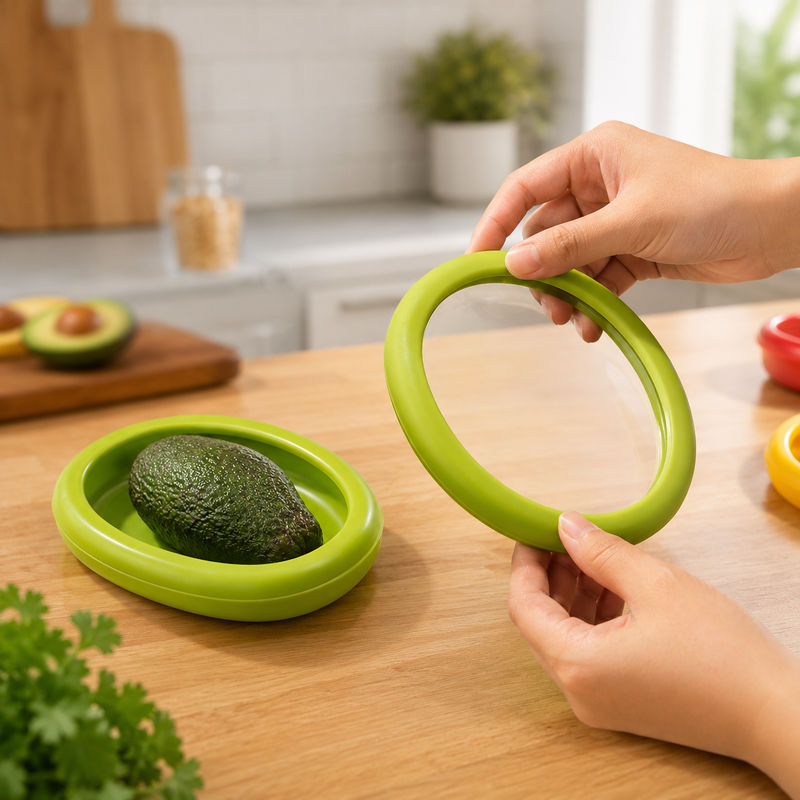 Stretch-Lid Produce Storage Container for Cut Fruit & Vegetables