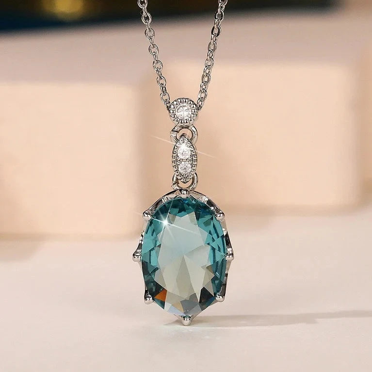 Crystal Oval Pendant.