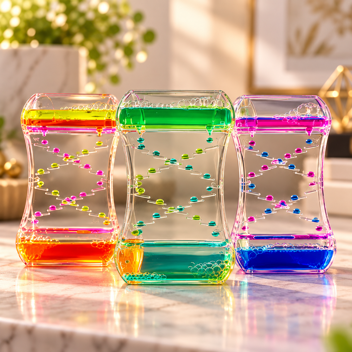 Two-Colour Liquid Drop Motion Hourglass Decor