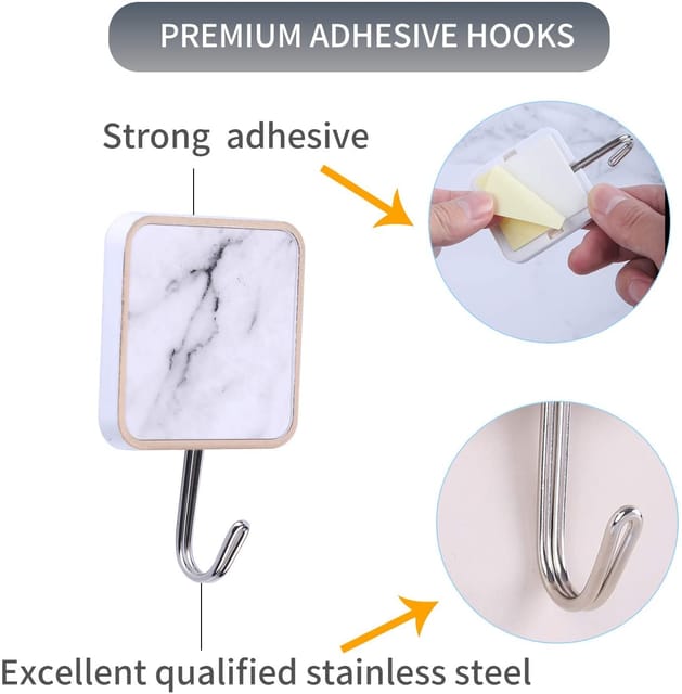 Marble Design Wall Hooks – Pack of 3