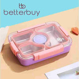 Spill-Proof Stainless Steel (SUS304) Bento – With Pair of Tableware and Central Sauce Dip (2561)