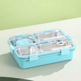 Modern Leakproof Stainless Steel (SUS304) Lunch box with Cutlery Grid & Sauce Compartment (7136)