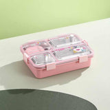 Modern Leakproof Stainless Steel (SUS304) Lunch box with Cutlery Grid & Sauce Compartment (7136)