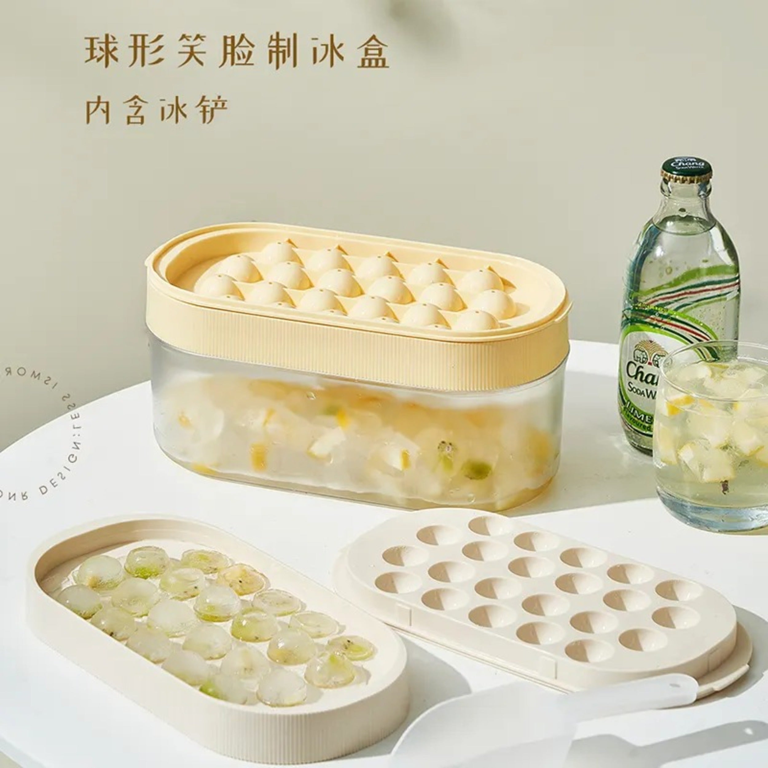 Round Ice Ball Maker with Storage Box & Serving Spoon