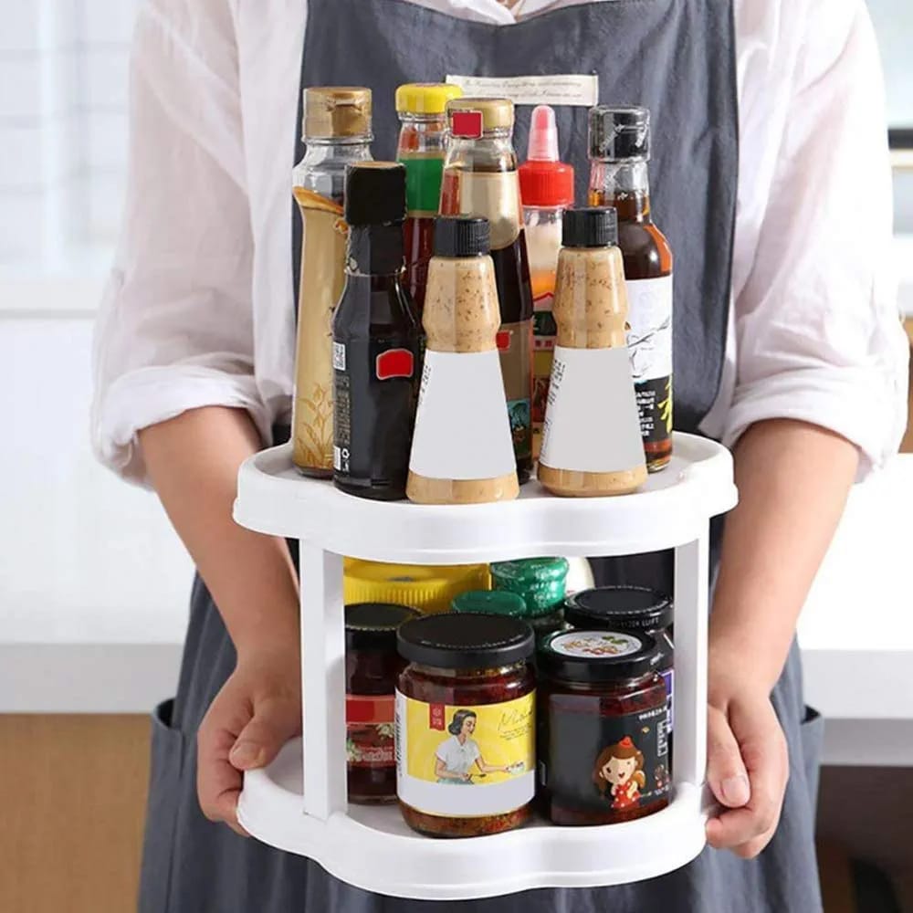 Flower-Shaped 360° Rotating Plastic  Storage Organizer