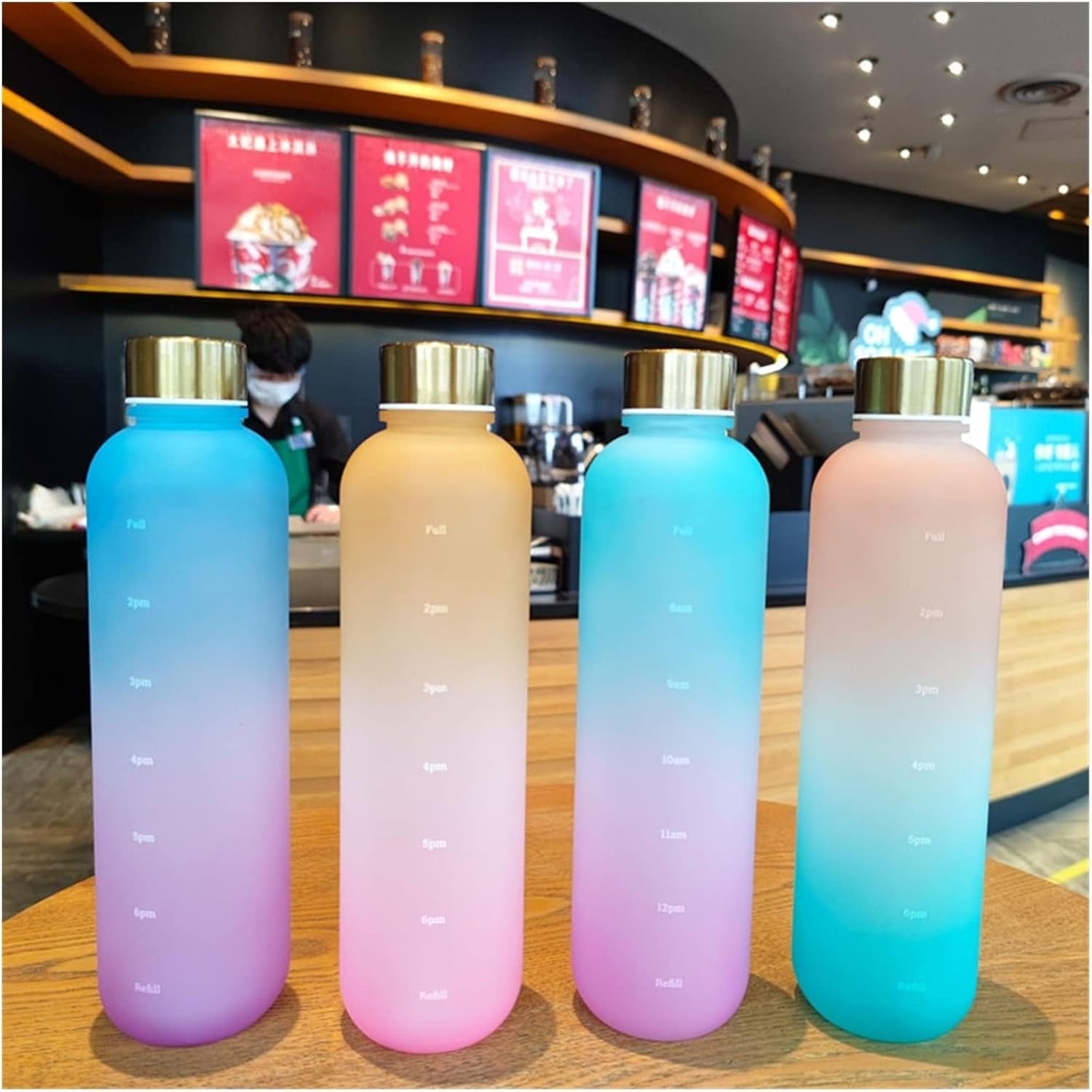 Double Shaded 1000ml Tritan Water Bottle with Time Marking