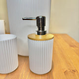 Ribbed Multipurpose Liquid Dispenser with Wooden Lid