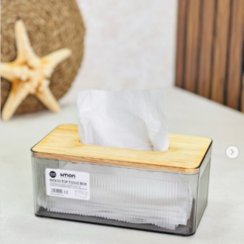 ClearView Wooden Lid Tissue Box (2372) by Limon