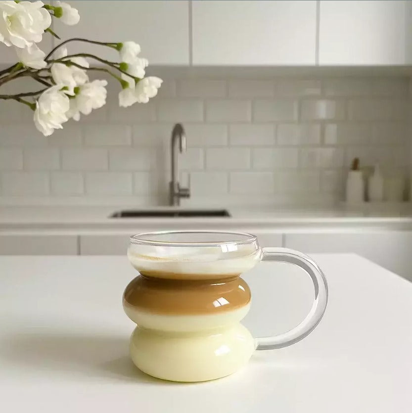 Creative Layered Glass Mug with Handle