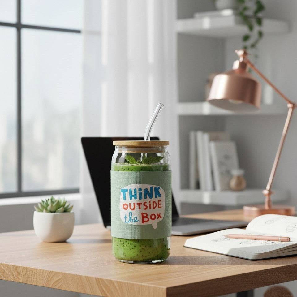 CoolGrip Sleeve Glass Tumbler with Straw