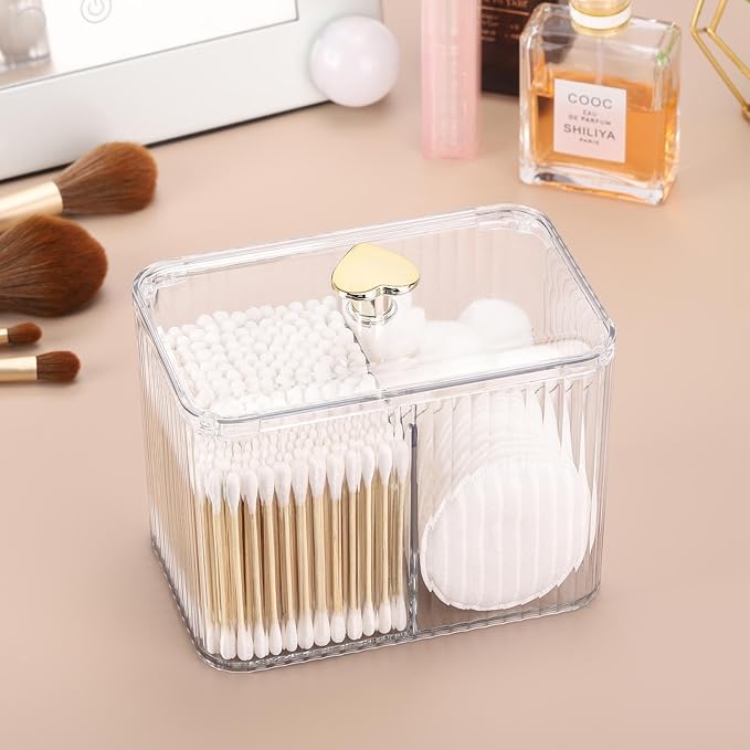 Trio-Compartment Multipurpose Storage Box with Golden Heart Lid