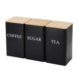 3 pcs Tin Jar Set With Wooden Lid