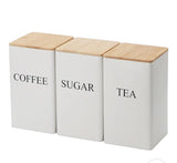 3 pcs Tin Jar Set With Wooden Lid