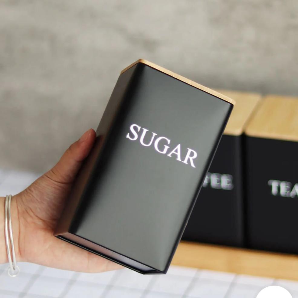 3 pcs Tin Jar Set With Wooden Lid