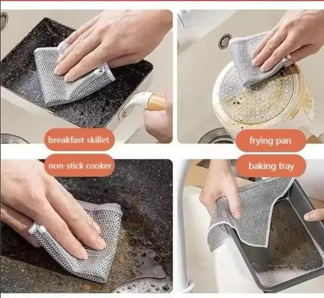 Silver wire cleaning kitchen cloth (pack of 3)
