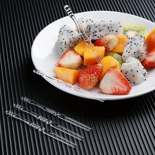 30Pcs Transparent Plastic Fruit Forks