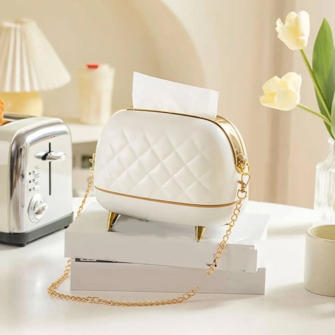 Stylish Purse Shaped Tissue Box with Hidden Storage..