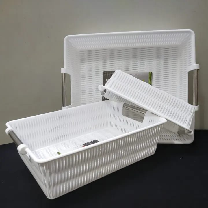 Multipurpose Rectangle Bamboo Basket with Steel Handles by Limon