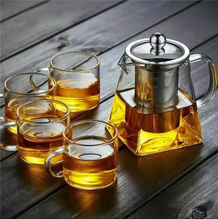 Glass Pyramid Teapot with Stainless Steel Infuser