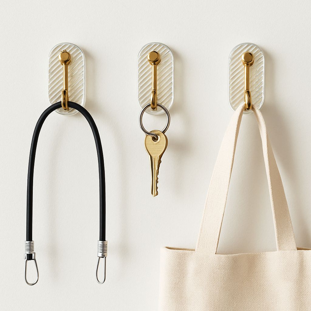 Golden Curve – Sleek Adhesive Wall Hooks (Pack of 3)