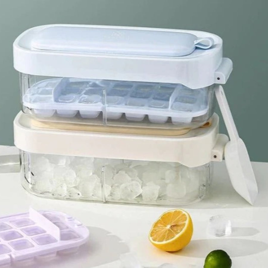 Press & Store Ice Box with 2 Trays & Shovel