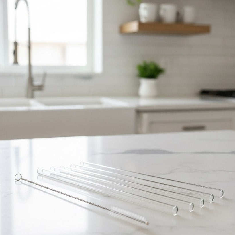 SipEase Reusable Straws (Pack of 6) with Cleaning Brush