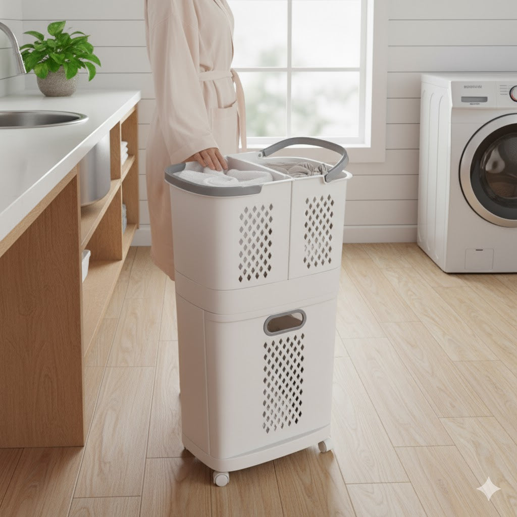 3-Tier Rolling Basket with Detachable Compartments