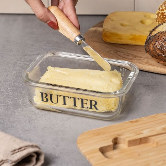 Rectangular Butter Keeper with Bamboo Lid & Knife