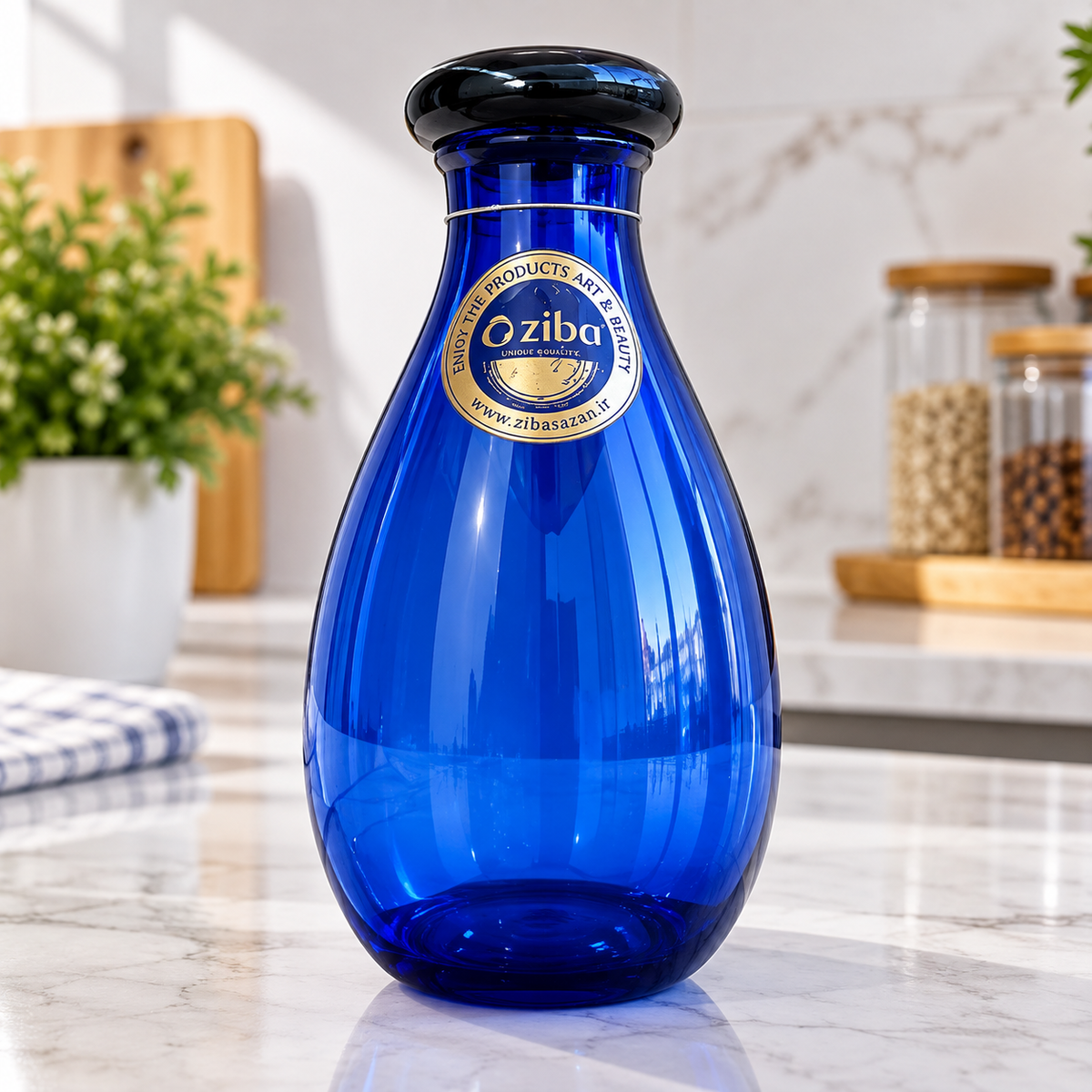 Ziba 1.3 L Decorative Glass Bottle with Spill-Resistant Cover