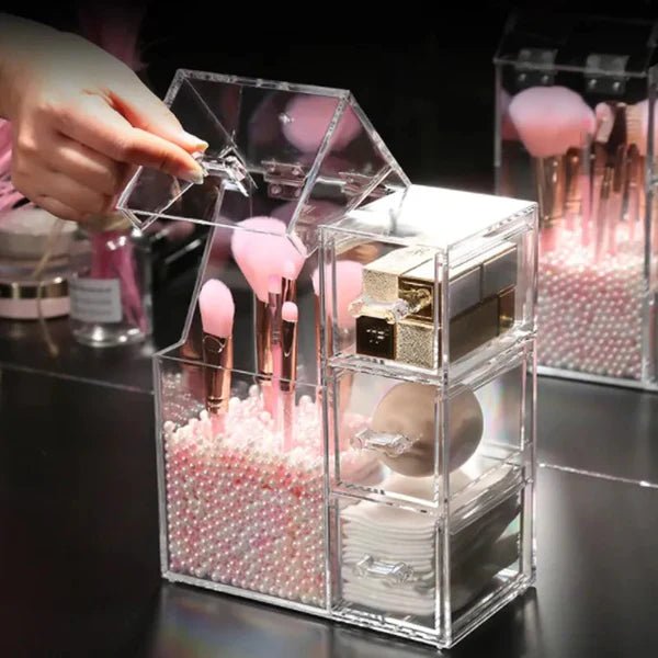 Acrylic Makeup Brush Organizer With Drawer - All-In-One Store