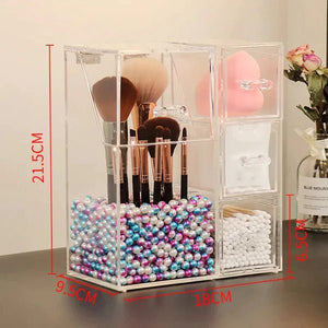 Acrylic Makeup Brush Organizer With Drawer - All-In-One Store