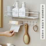 Bathroom Storage Shelf with Hooks and Soap Dish - All-In-One Store